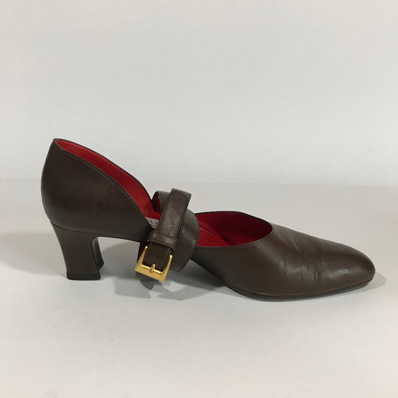 Vintage Celine Wrap-Around Ankle Strap Brown Shoe - Picture 3 of 8